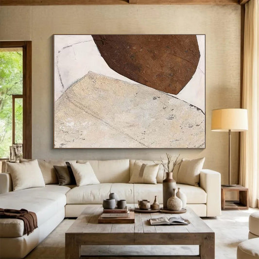 Handmade Art Brown & Beige Textured Abstract, Minimalist Canvas Art HS338