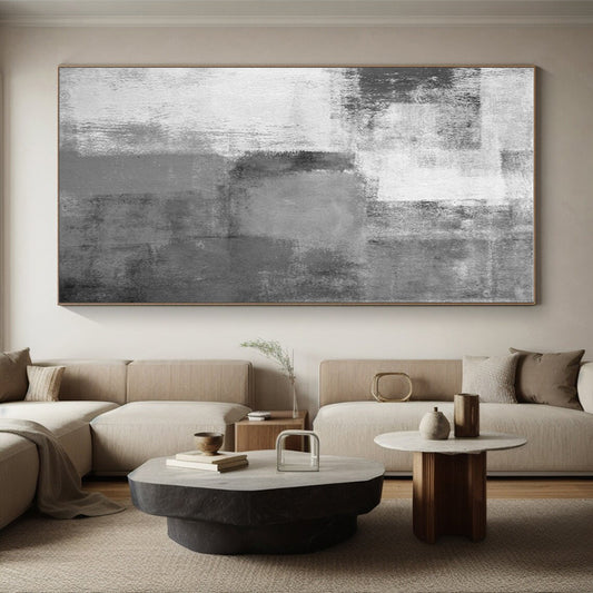 Gaint Canvas Art Gray Textured Abstract, Oversized Abstract Wall Art HS429