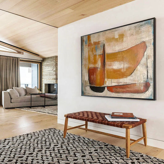 Oversized Canvas Art in Blue, Gold, and White Textured Abstract Style WB239