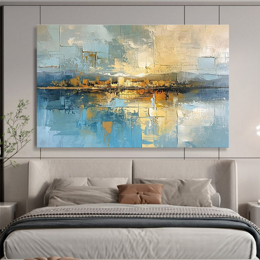 Oversized Canvas Art Multicolor Abstract Cityscape Painting WB196
