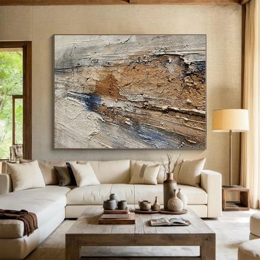 Brown, Beige, Gray Abstract Textured Acrylic Painting WB027
