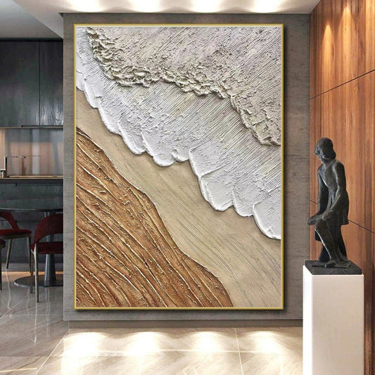 Beige and Brown Textured Abstract Painting HS569