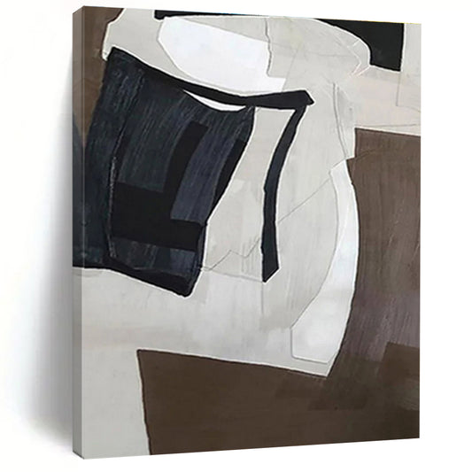 Minimalist Canvas Art with Gray, Black and White Colors, Abstract Rain Theme HS493