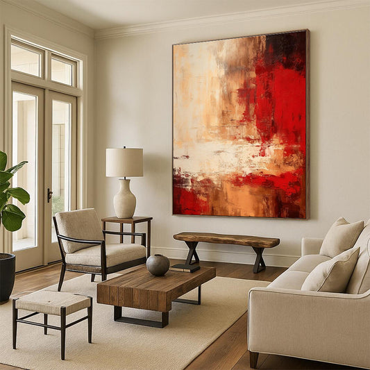 Acrylic Modern Art Paintings Warm Reds and Neutrals Abstract Expressionism HS583