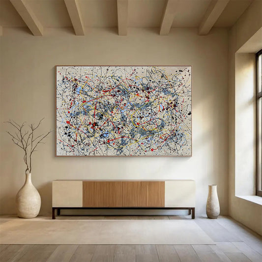 Modern Art Abstract Paintings: Multicolor Splatter Abstract Painting WB365