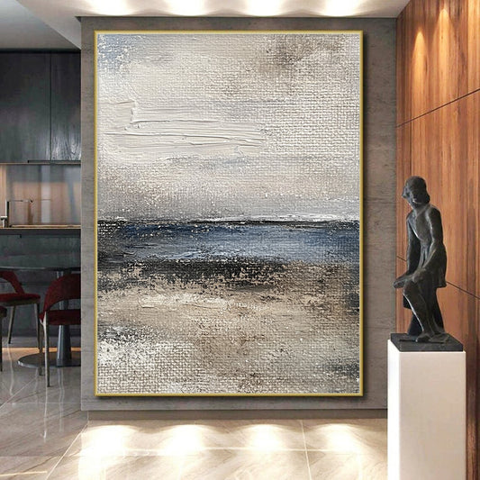 Hand-Painted Neutral Tones Seaside Abstract Art HS171