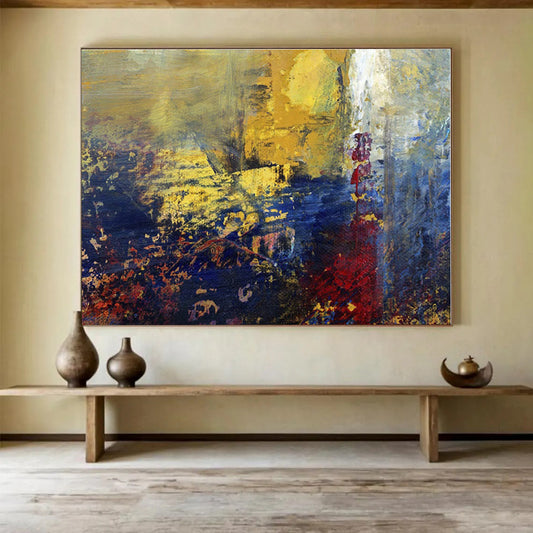 Oversized Canvas Art Yellow, Blue and Red Abstract Urban Painting WB063