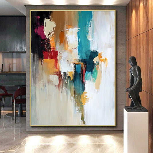 Large Painting In Living Room Multicolor Abstract Shape Painting For Sale HS168