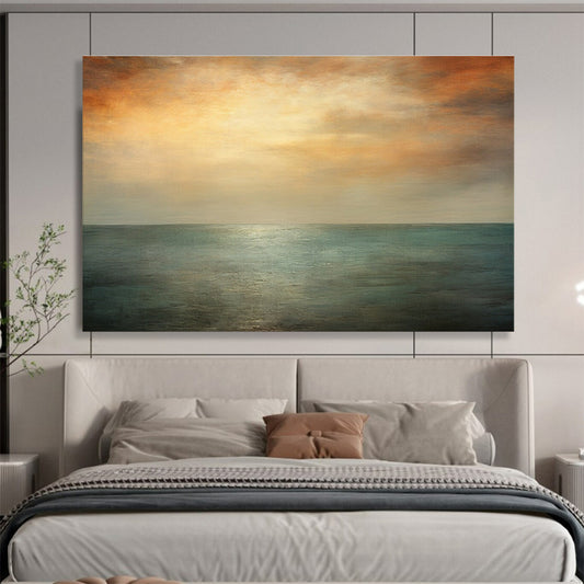 Huge Size Soft Blue, Beige, and Multicolor Abstract Landscape, Abstract Oil Painting WB170