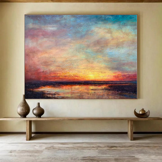 Extra Large Size Beige and Brown Abstract Landscape Painting WB138