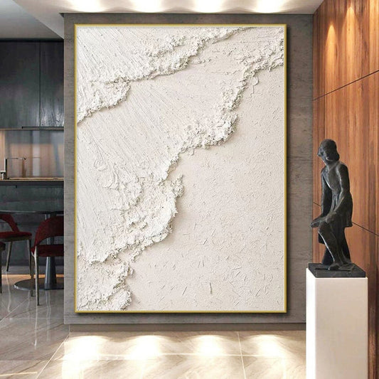 Big Painting White Abstract Textured Painting For Sale HS077