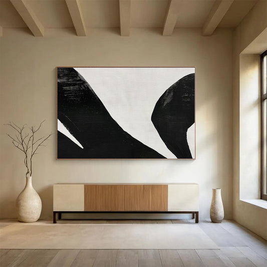 Black, White Abstract Painting – Bold Acrylic Art WB048