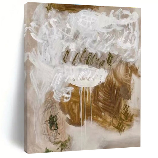 Acrylic Modern Art Paintings Brown, White, and Green Abstract Art HS675