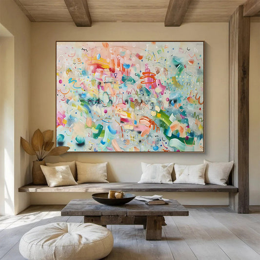 Modern Art Abstract Paintings Pastel and Bright Colors Playful Abstract Painting WB333