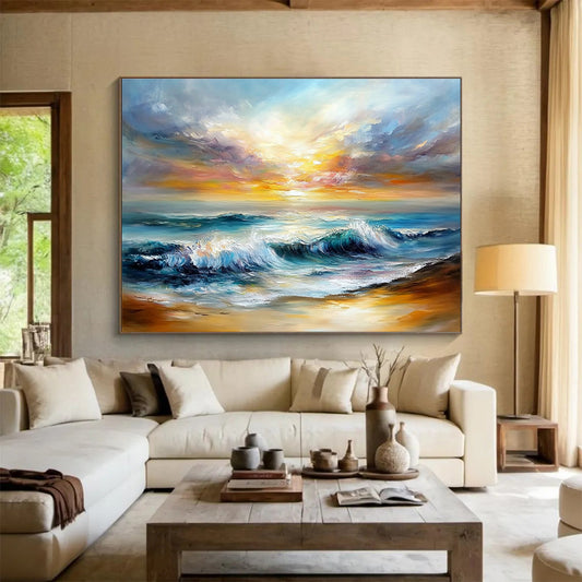 Extra Large Size Multicolor Seaside Realistic Painting WB243