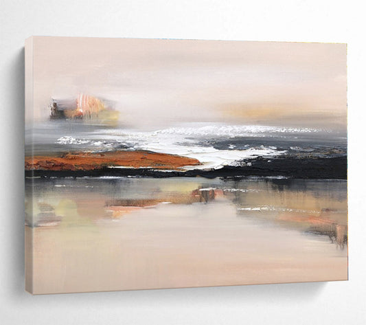Huge Size Beige, Brown and Black Abstract Landscape Painting WB157