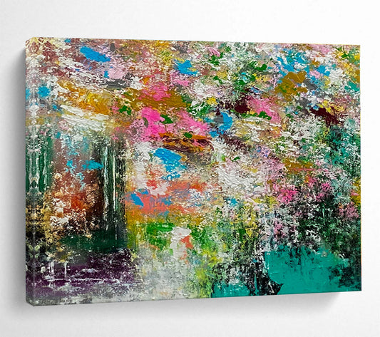 Huge Size Teal, Green and Red Abstract Fluid Painting WB160