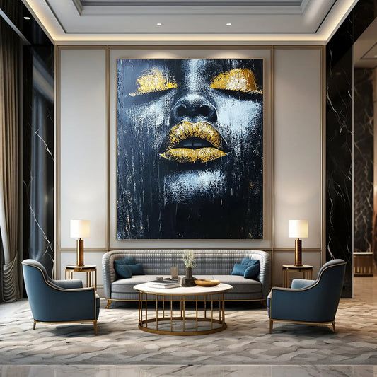 Black, Gold Abstract Figurative Art For Bedroom and Art Studio WS441