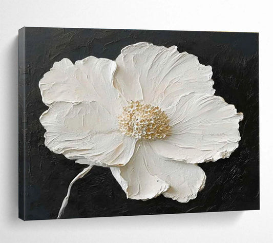 Huge Size White and Black Abstract Floral Painting WB207