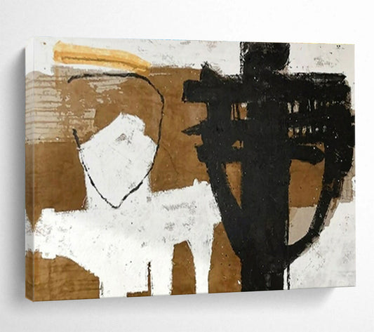 Brown, Black, White Abstract Figurative-Inspired Art For Sale WB383