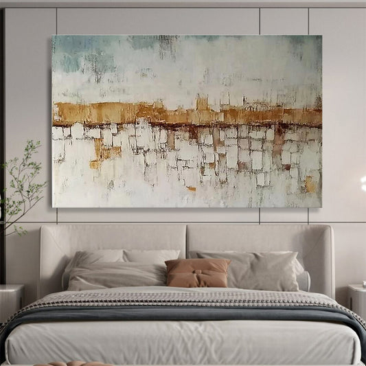 Big Size Brown and White Textured Cityscape Abstract Painting WB241