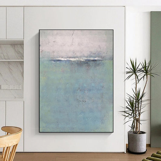 Blue, Gray Abstract Seascape Art For Living Room and Bedroom WS456
