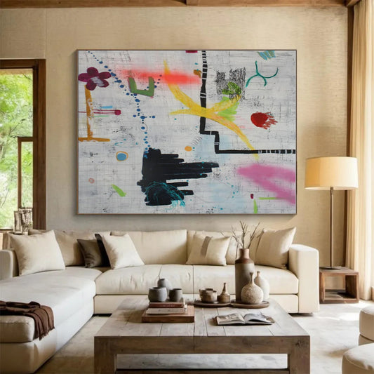 Handmade Art Multicolor Dynamic Abstract Painting On Canvas HS776