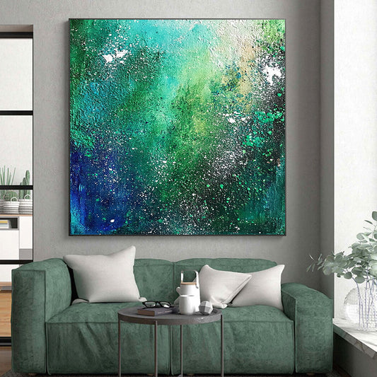 Unique Abstract Paintings Green and Blue Abstract Expressive Painting For Sale HS119