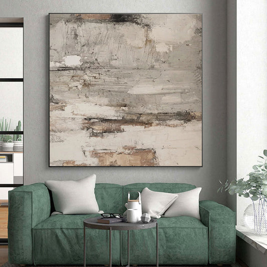 Handmade Art Gray & Brown Textured Abstract, Minimalist Canvas Art HS319