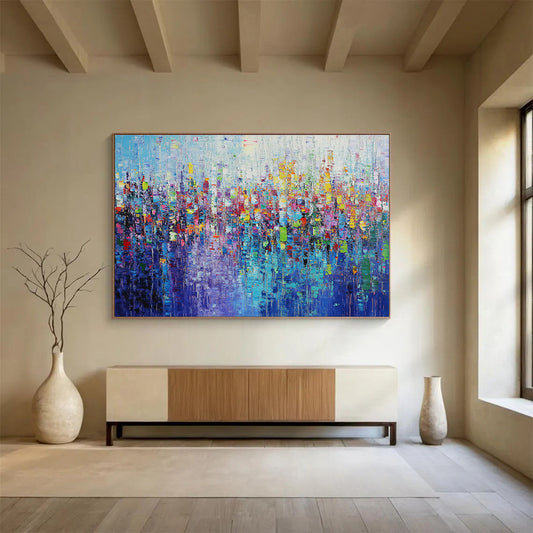 Extra Large Size Multicolor Textured Cityscape Abstract Painting WB248