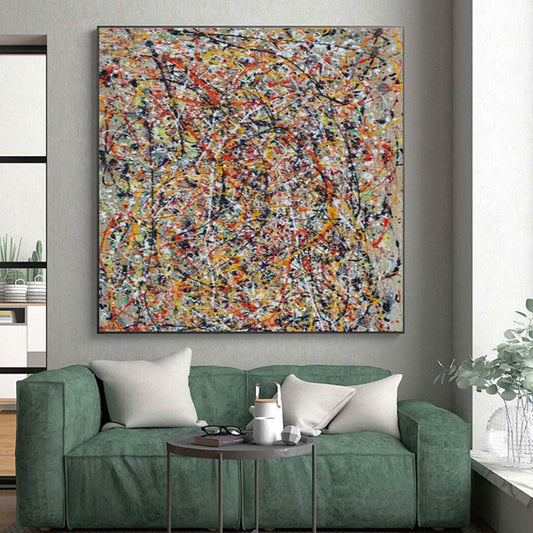 Multicolored Chaotic Lines Abstract Expressionism Painting HS561
