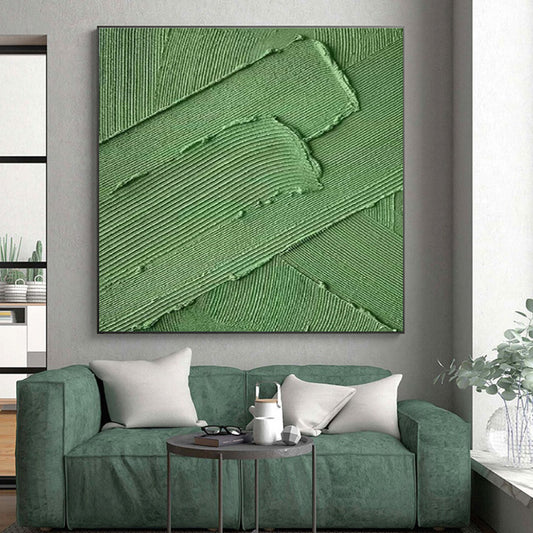 Unique Abstract Art Green Textured Abstract, Large Contemporary Wall Art HS340