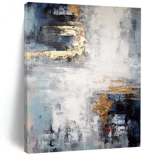 Hand Painted Art Blue, Gray & Gold Textured Abstract, Acrylic Modern Art Paintings HS366