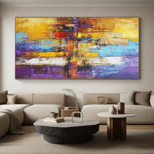 Gaint Canvas Art Multicolor Abstract Cityscape Painting For Sale HS121