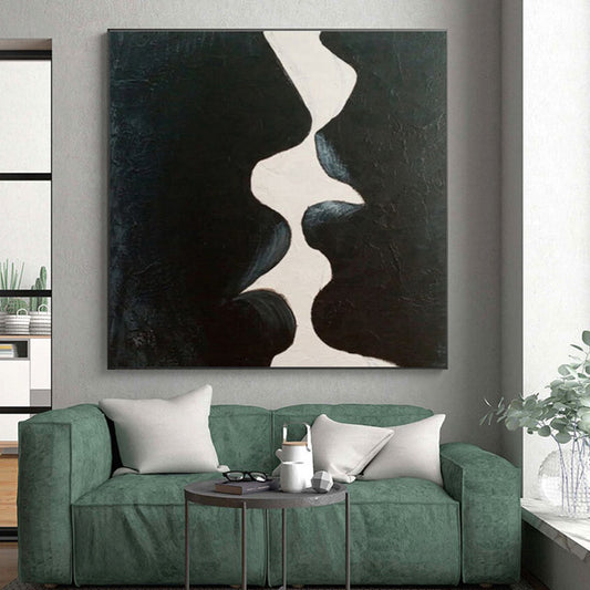 Minimalist Canvas Art Black and White Organic Abstract Art HS720