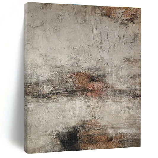 Large Painting In Living Room Gray, Brown, and Black Textured Abstract Art HS629