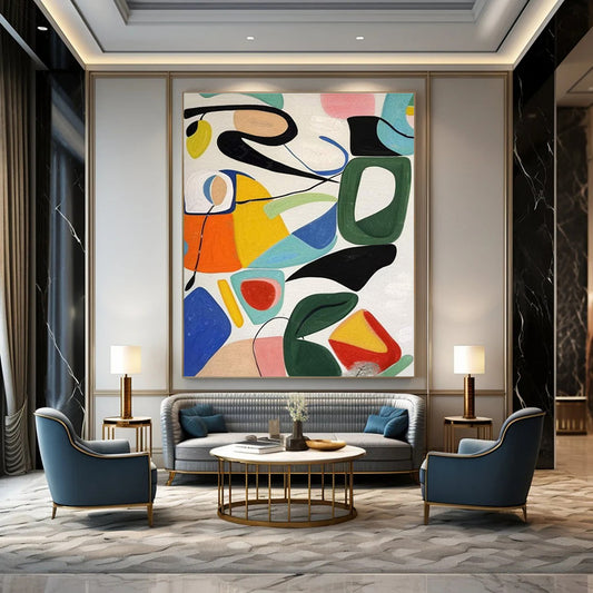 Multicolor Geometric Shapes Abstract Painting For Sale Online WS475