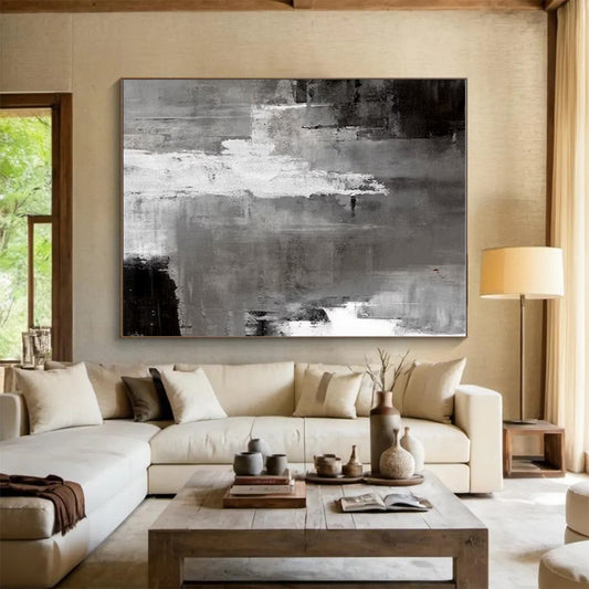 Acrylic Modern Art Paintings Gray and White Textured Abstract Art HS693