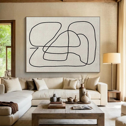 Hand Painting Single Line Abstract Art, Minimalist Canvas Art HS557