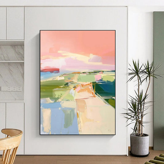 Pastel Toned Landscape-Inspired Abstract Painting HS562