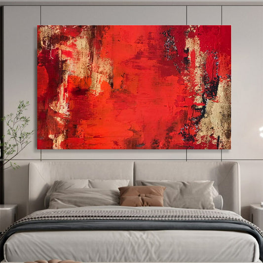 Big Size Red, Beige and Black Abstract Textured Painting WB080