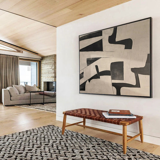 Black, White Abstract Geometric Acrylic Painting WB028