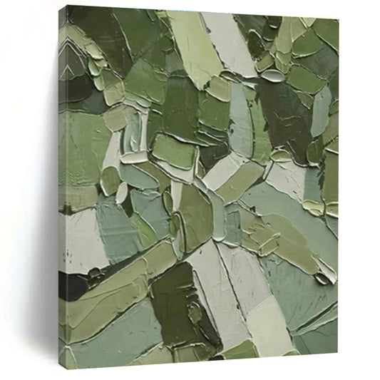 Unique Abstract Art Green Geometric Abstract, Large Contemporary Wall Art HS342