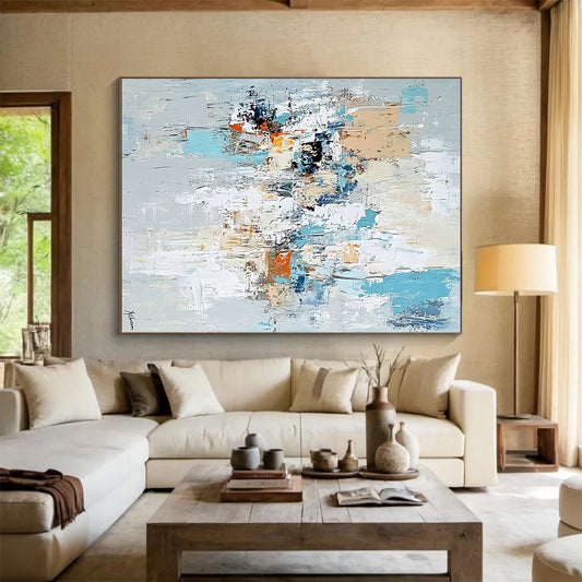 Gaint Canvas Art Multicolor Abstract Textured Painting For Sale HS158