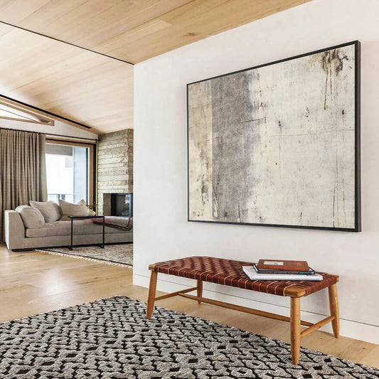 Horizontal Gray Textured Abstract Art WB256