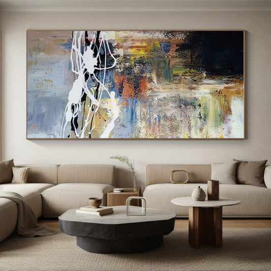 Gaint Canvas Art Multicolor Gestural Abstract, Oversized Abstract Wall Art HS414