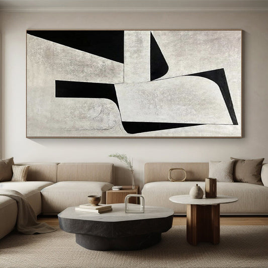 Minimalist Canvas Art Black and White Geometric Abstract Art, Modern Art Acrylic HS552