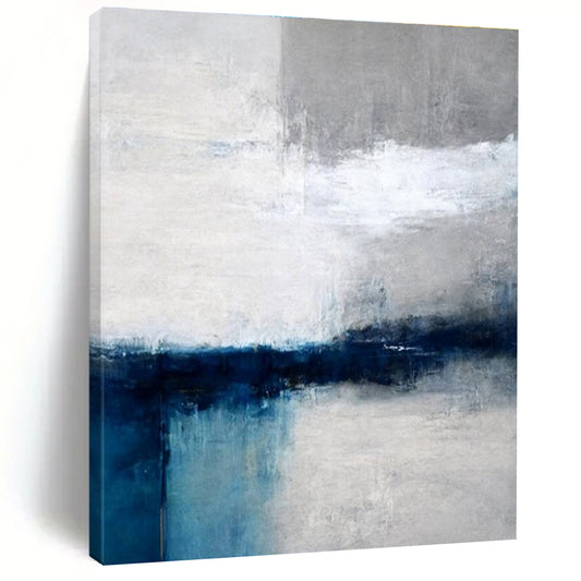 Modern Art Acrylic Blue, Gray, and White Abstract Landscape HS660