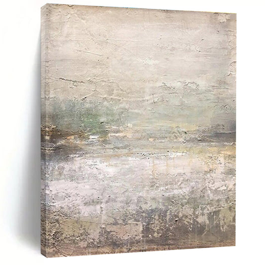 Hand Painted Art Neutral Tones with Subtle Green Abstract Landscape HS631