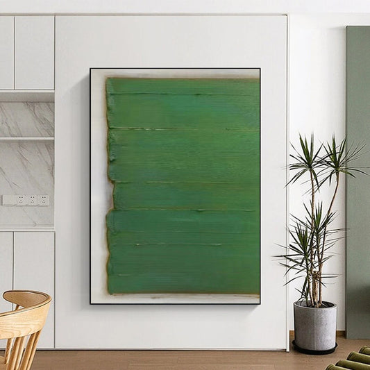 Handmade Art Green Textured Abstract, Minimalist Canvas Art HS349